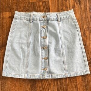Forever 21 Light Blue Denim Button-Front Mini Skirt